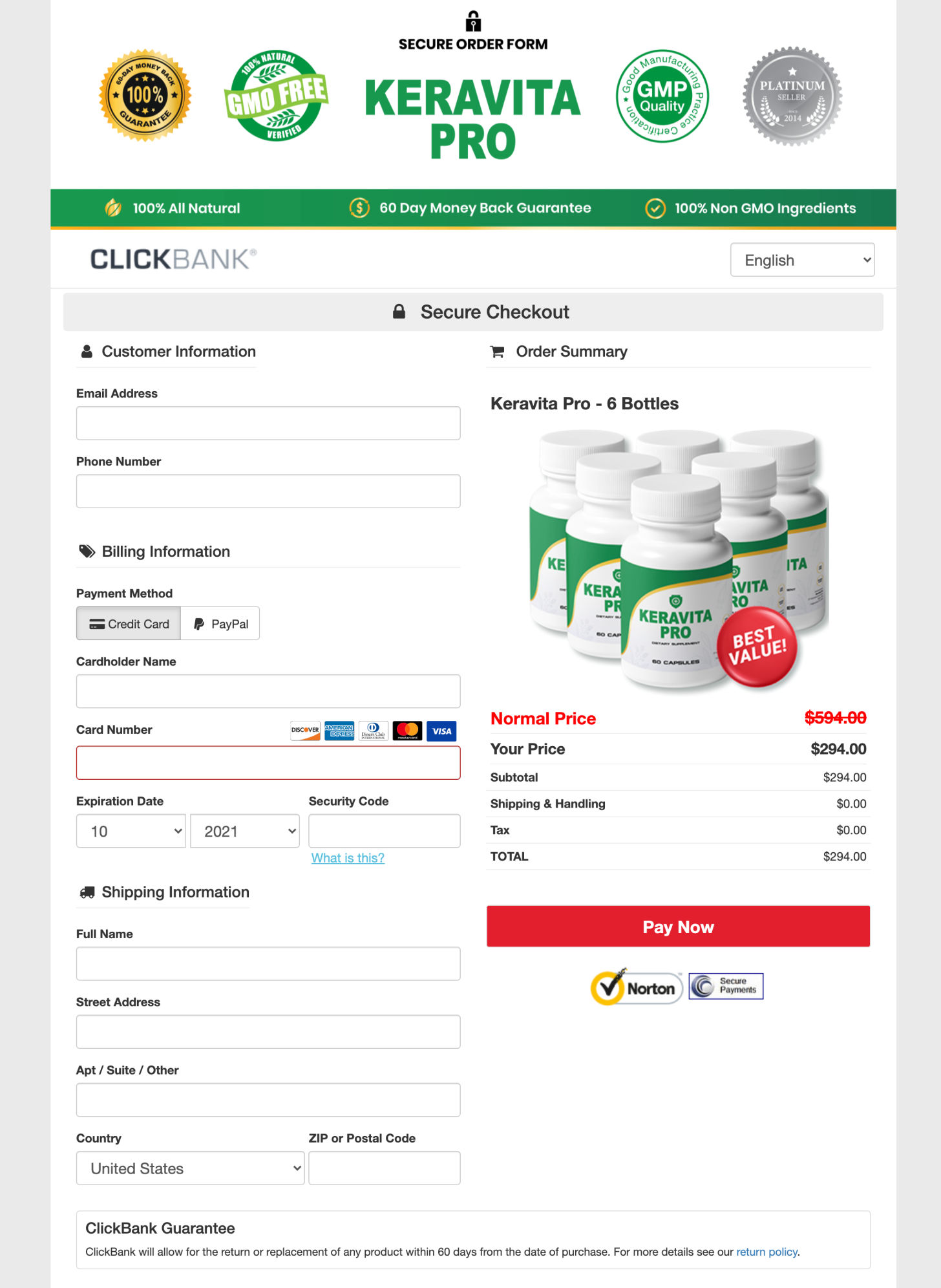 Keravita Pro Order Form